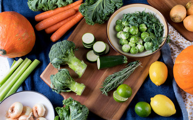 Different fresh vegetables and fruits