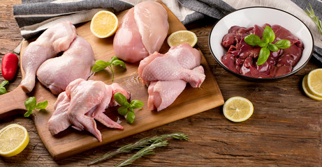 Raw uncooked chicken meat