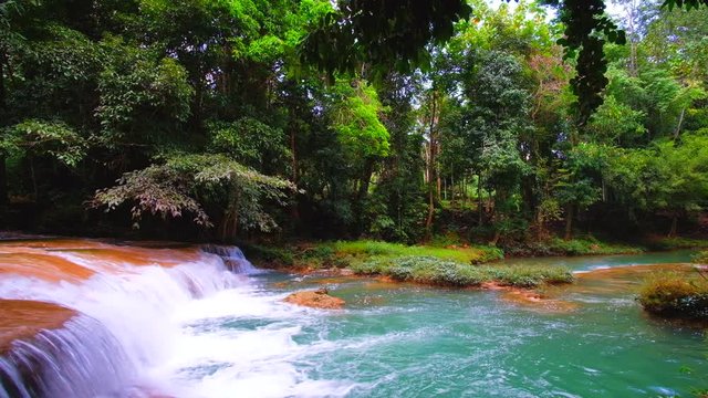Seamless video, Beautiful green waterfall in the nature. "Than sawan waterfall, Payao, Thailand"