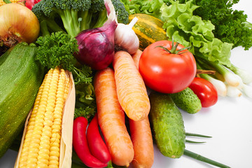 fresh vegetables on the white background