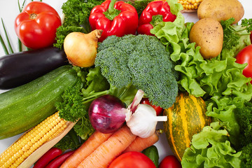 fresh vegetables on the white background