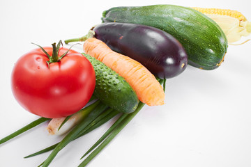 fresh vegetables on the white background