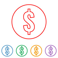 us dollar currency symbol, thin lines icon