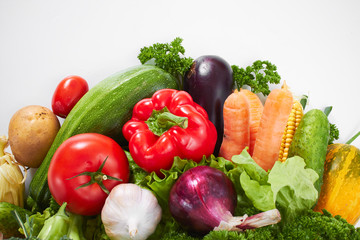 fresh vegetables on the white background