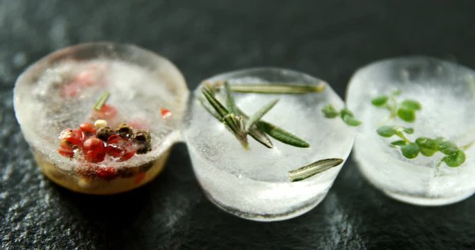 Flavored ice cubes with spices 