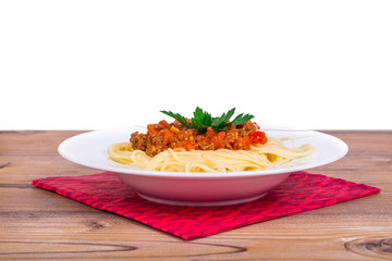 Spaghetti Pasta with Tomato Bolognese Sauce