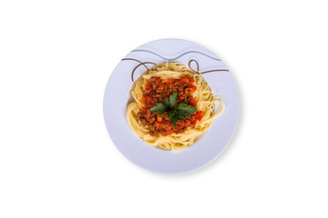Spaghetti Pasta with Tomato Bolognese Sauce