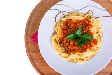 Spaghetti Pasta with Tomato Bolognese Sauce
