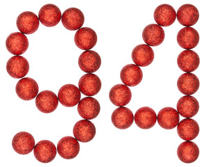 Numeral 94, ninety four, from decorative balls, isolated on white background