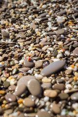 Sea stones on the seashore in the summer