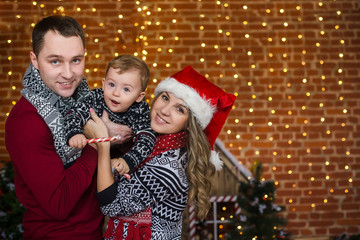 happy family celebrate christmas and new year