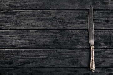 Cutlery. Vintage On a wooden background. Top view. Free space for text. © Yaruniv-Studio