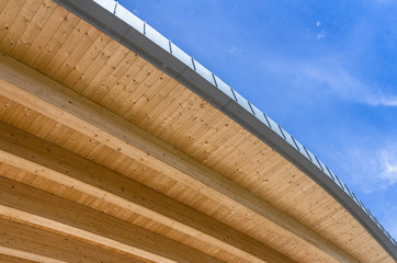 Wooden roof seen from the bottom