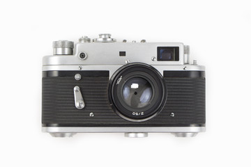 Old camera isolated on white background