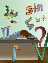 Illustration on the topic of learning (Math)