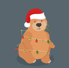 cute bear with santa hat