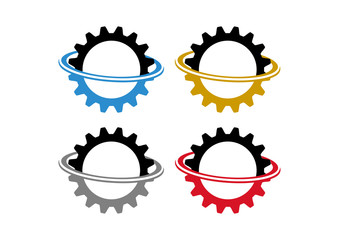 Automotive Gear Factory with Ring Logo Symbol Set