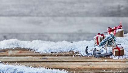 Festive Christmas background with snow