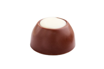 chocolate candy on white background. Delicious chocolate pralines