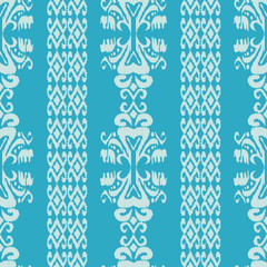 Blue Ethnic boho seamless pattern. Scribble texture. Retro motif. Textile rapport.