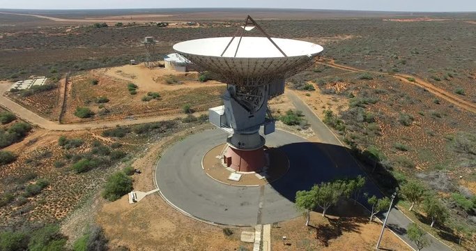 Satellite Tracking Dish at Carnarvon in Western Australia, Vertical Pan down