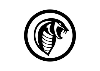 Black Circle Cobra Snake Silhouette Logo Symbol