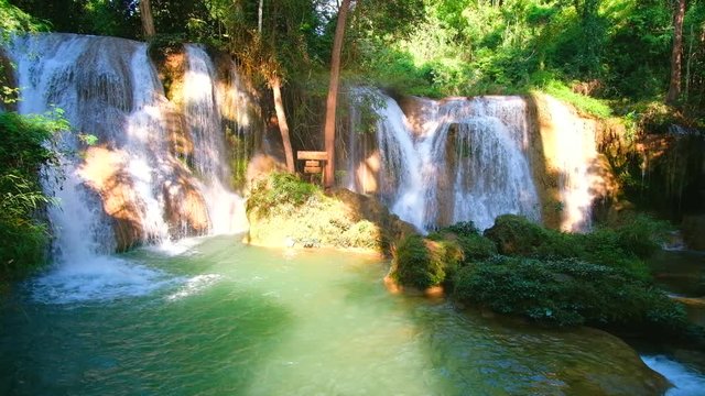 Seamless video, Beautiful green waterfall in the nature. "Than sawan waterfall, Payao, Thailand"