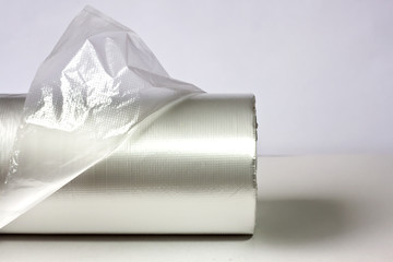 Polyethylene bags in a roll.