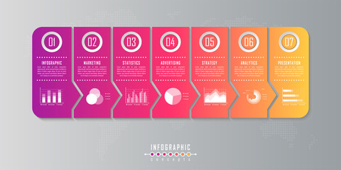 Naklejka premium Infographic timeline template can be used for chart, diagram, web design, presentation, advertising, history. Vector infographic illustration