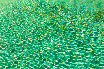 Green swimming pool rippled water detail