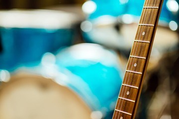 Guitar strings in studio