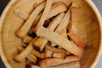 croutons of rye bread