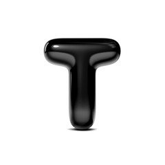 glossy letter T bubble font isolated on white background. 3D Rendering