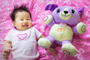 Portrait of a sian cute Infant baby girl (baby are three months)