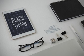 Composite image of various office accessories on white