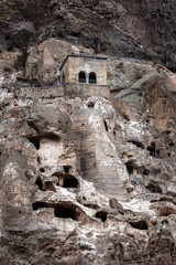 Naklejka premium Church close up in Vardzia cave city-monastery in the Erusheti Mountain, Georgia