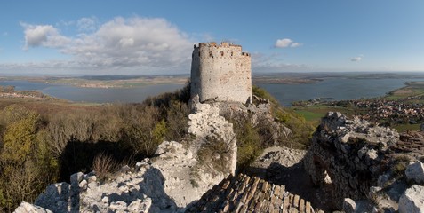 the ruins of the Děvičky castle in Palava hills in the Czech Republic © rihas