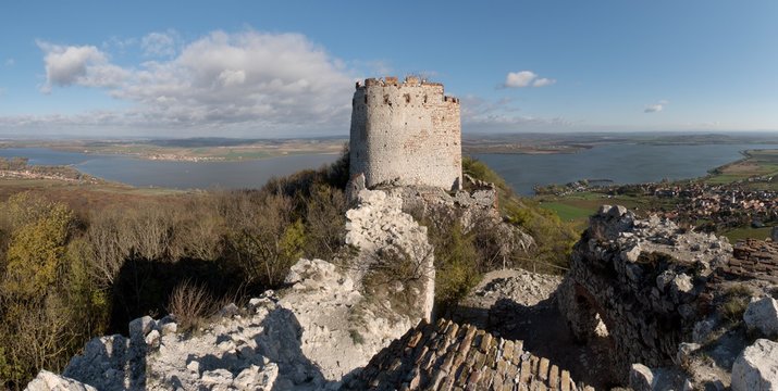 the ruins of the Děvičky castle in Palava hills in the Czech Republic