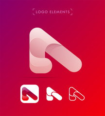 Vector abstract origami Letter A template. Material design, flat, line-art icon style bundle