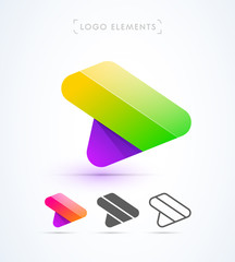 Arrow wing origami logo design collection. Vector abstract material design, flat, line-art style