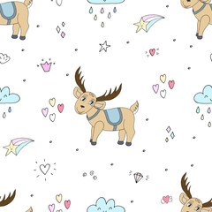Vector pattern with deer. Printable templates.