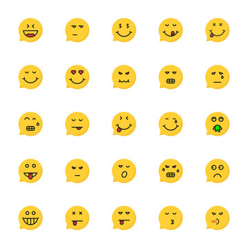 set of yellow emoji speech bubble