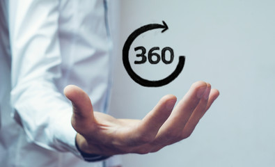 Angle 360 degrees view sign icon.