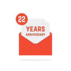 22 years anniversary icon in red open letter