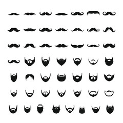 Mustache and beard icons set, simple style
