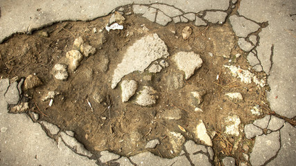 Broken old asphalt