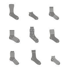 monochrome icons set with socks for your design
