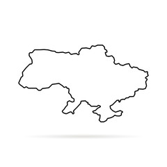 thin line ukraine map with shadow