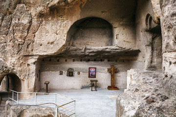 Church and chapel in Vardzia cave city-monastery in the Erusheti Mountain, Georgia