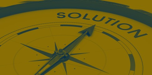 Compass pointing to solution